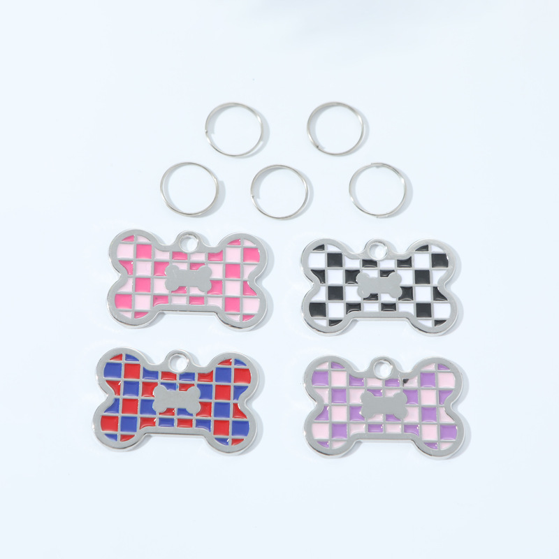 New metal Mosaic Dog Tag pet collar pendant zinc alloy bone ornament laser lettering nameplate New metal Mosaic Dog Tag pet collar pendant zinc alloy bone ornament laser lettering nameplate