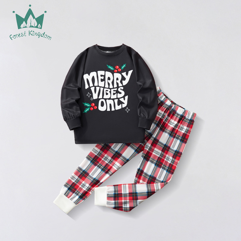 Collection printemps-automne 2025 pour filles : ensemble pyjama manches longues et pantalon pour enfants, idéal pour Noël et les petites filles._voghion.com