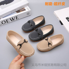 E-5工厂春秋季新软底黑白色男女上台演讲大中小儿童皮鞋软底防滑