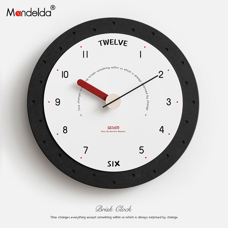 Mandelda Punch-free Simple Living Room Home Fashion Clock Watch Internet Celebrity Creative Wall Clock Wall Hanging