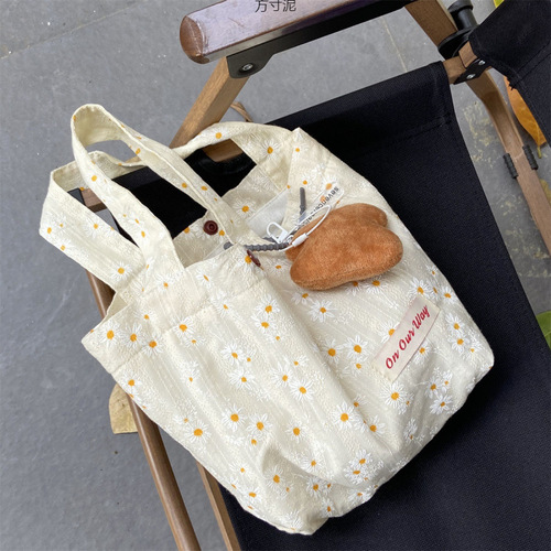 Japanese and Korean Ins New Small Floral Top Handle Bag, Girl's Heart Convenient Mini Flower Top Handle Bag Casual Cute Women