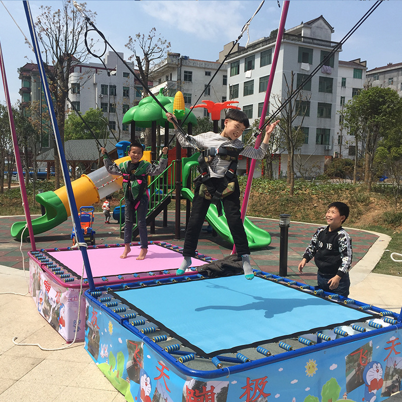 Foreign trade for custom children's bungee bed self-locking hand cranking trampoline folding spring outdoor bouncing bed bungee