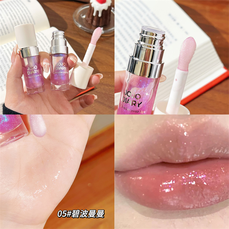Diario largo, borde plateado de agua, labios dulces, miel, humedad, desalinización de las marcas labiales, labios de vidrio resistentes a la agrietamiento seco, duraderos, difíciles de descolorar image 10