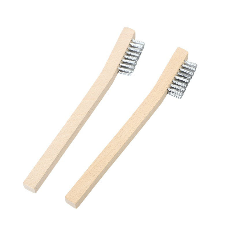 Mini cepillo de alambre multifuncional cepillo de cuchillo de acero inoxidable limpio desincrustante desoxidante pulido cepillo de mango de madera personalizado