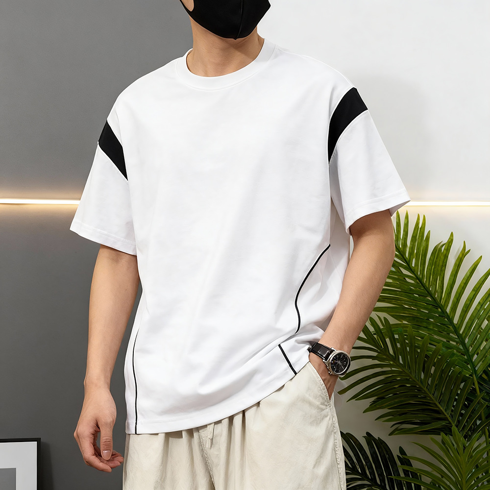 2026 T-Shirt for Men, Summer Fashion, Niche Design, Striped Short-Sleeve Top, Customizable Trendy Loose Half-Sleeve T-Shirt