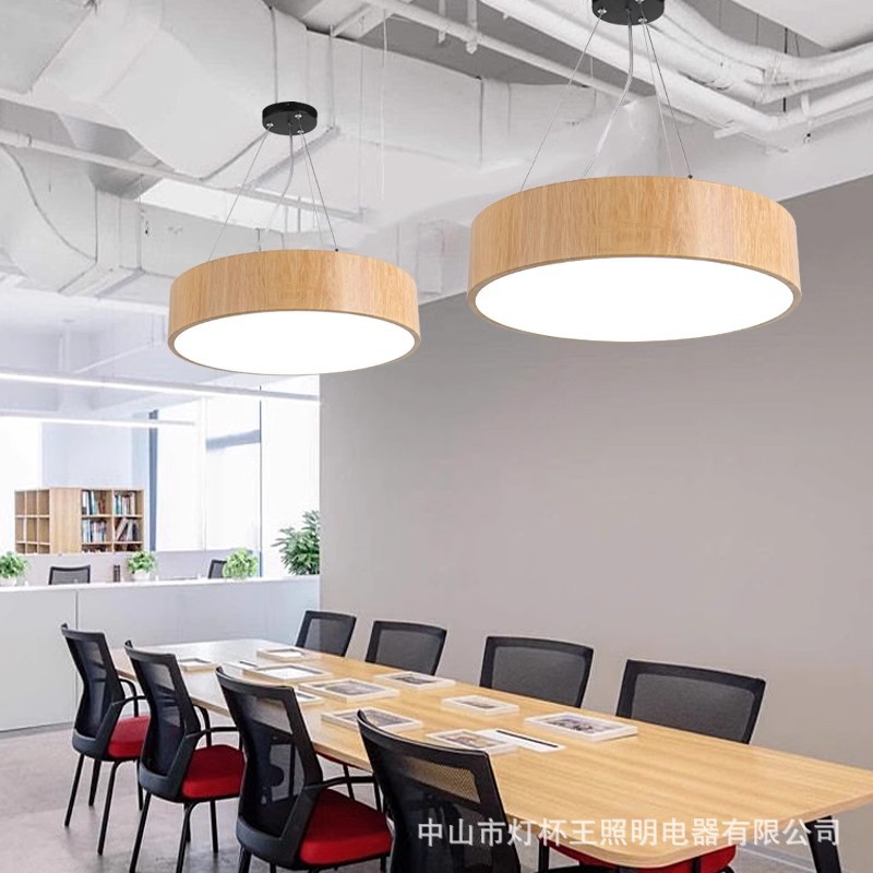 Diseño de madera led lámpara de modelado creativa hexagonal redonda y oficina supermercado gimnasio industrial viento lámpara de forma