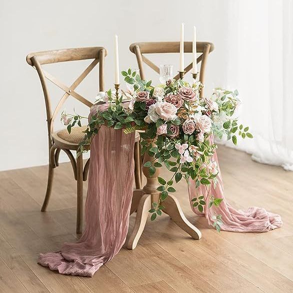 Amazon Venta caliente flor artificial arco flor 2-piece set boda Mesa flor decoración fiesta banquete decoración interior y exterior