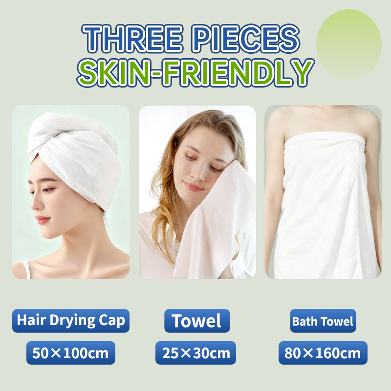 UUKKG viaje de negocios baño desechable 3 piezas toallas toallas de baño toallas secas para el cabello suministros de hotel exclusivos transfronterizos