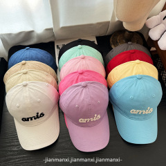 韓国系アンコラの赤いamisのアルファベットの刺繍の新型の野球の帽子の女性の大きい頭は顔のアヒルの舌の帽子の男を現します。
