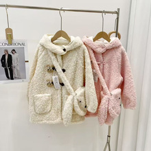 新款加厚女孩冬季羊羔绒儿童冬装中长款大衣一件包邮102026