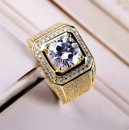 Bold Men's Ring With Micro-inlaid Diamonds For European Style_voghion.com