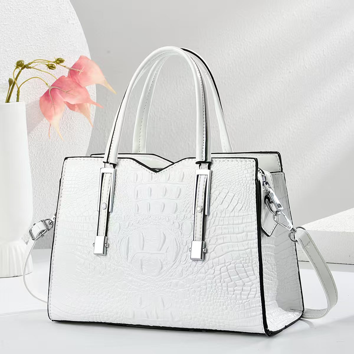 Bolsa de mano de gran capacidad con patrón de cocodrilo, mochila de viaje práctica diaria, moda versátil, bolsa de mano