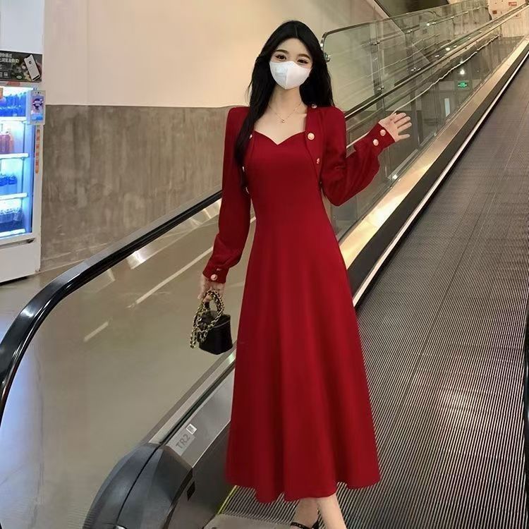 太ったmmの大きいサイズの婦人服のワンピースの女性の秋冬の新型の韓国版は復古の英倫風を修理して腰を収めてやせています。|undefined