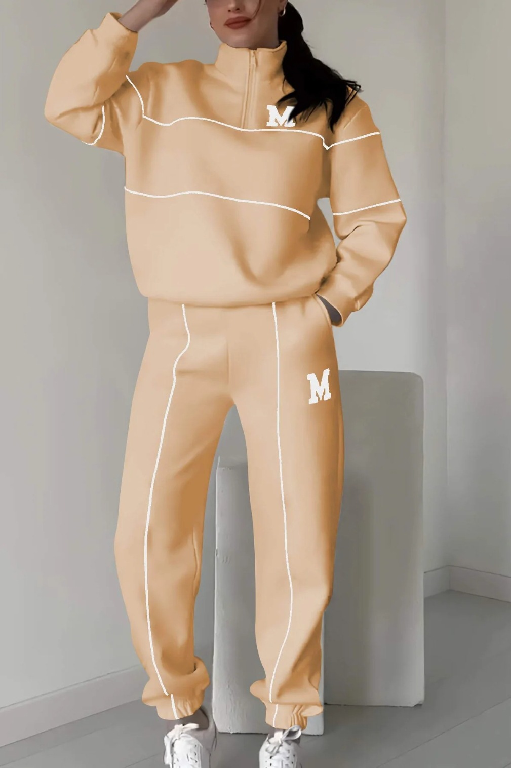 Damenbekleidung Herbst und Winter neue Sweatshirt Brief Langarmhose lässiger Sportanzug_voghion.com