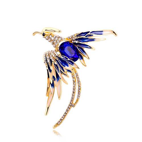 Korean version of the new reborn phoenix rhinestone brooch, fashionable and atmospheric animal clothing pin, elegant clothing accessories