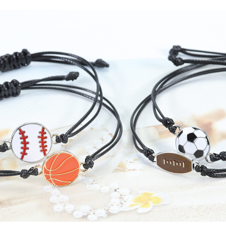 Simple Style Basketball Football Alloy Enamel Unisex Bracelets 1 Piece