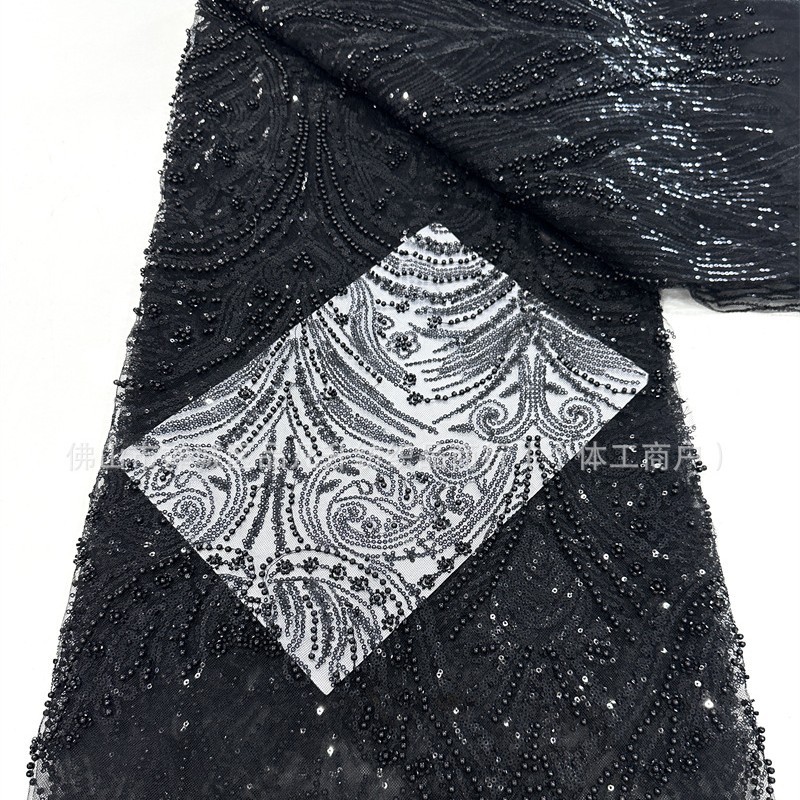 Tejido bordado, tejido de sequilla, tejido de sequilla, tela de flor tridimensional, tela bordada de perlas, comercio exterior transfronterizo spot