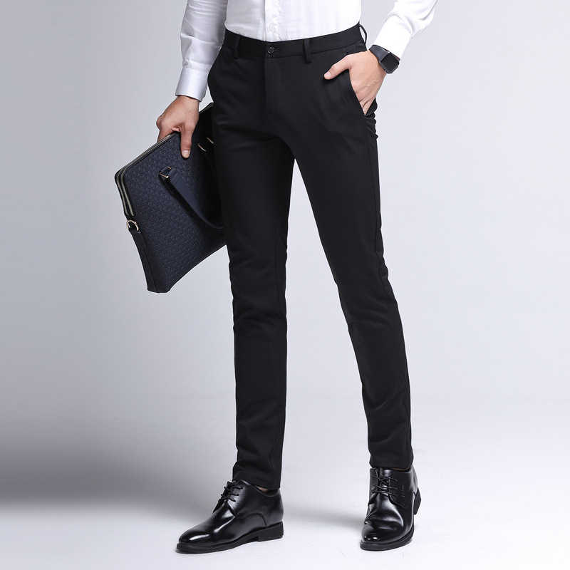 Men's Casual Pants Summer Thin Slim-Fit Business Stretch Pants Loose Ice Silk Small Foot Long Pants for Men Wholesale