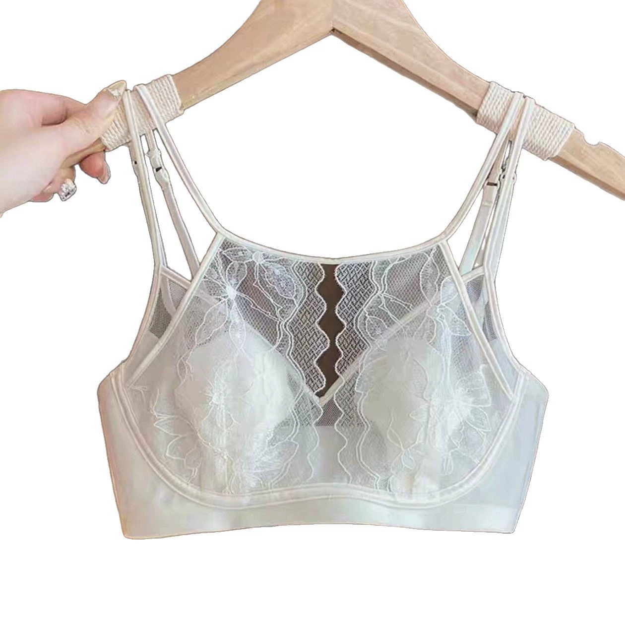 Ultra thin sexy underwear, lace bra top, french style, V-neckline, beautiful back