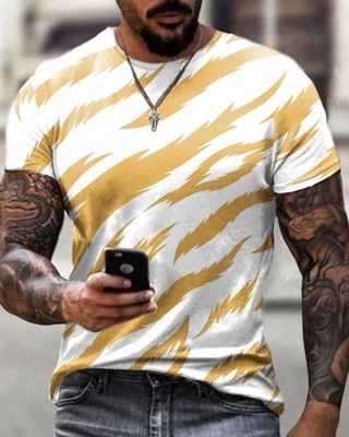 2022速賣通跨境新款夏3D數碼印花皮紋路男休閑寬松短袖T恤