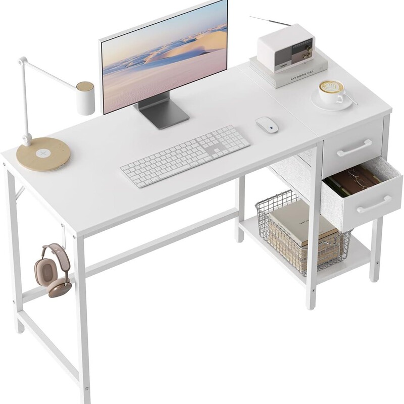 Computer Desk with 2 Drawers 40inch Small Home Office Desk with Storage and Study Writing Desk