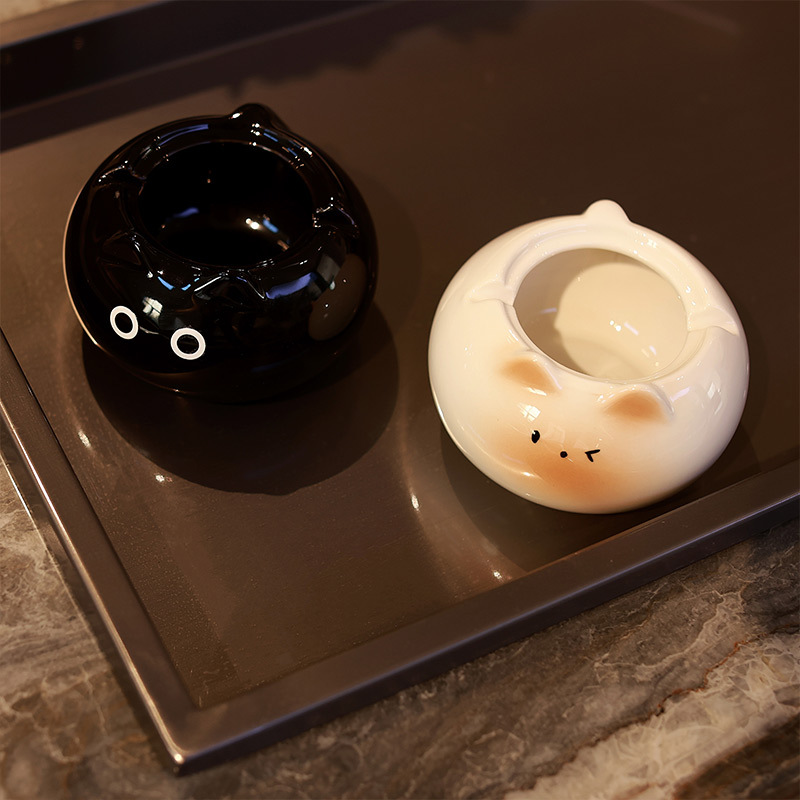 Serie de gatos siameses, cenicero lindo creativo, cerámica con cubierta, sala de estar doméstica, almacenamiento de escritorio de oficina