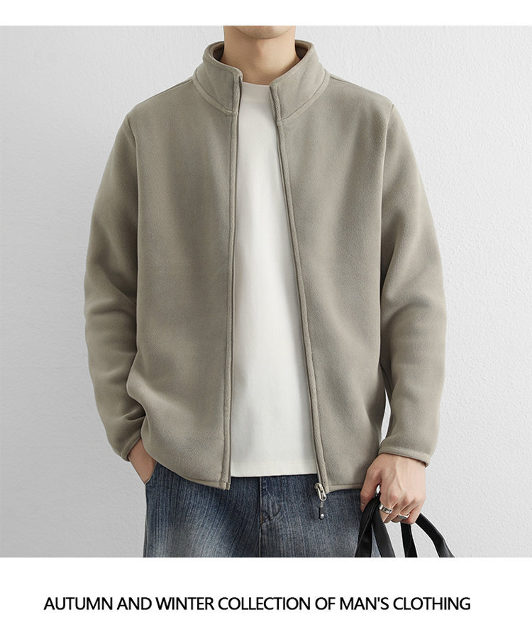 Cardigan Sweater Spring And Autumn New Thickened Warm Fleece Casual Stand-up Jacket_viptrois.com