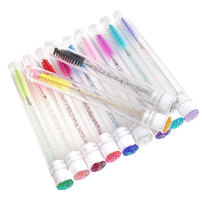 Cepillo de pestañas de tubo independiente transfronterizo nueva cola rhinestone cara sonriente cepillo de pestañas multicolor opcional LOGO