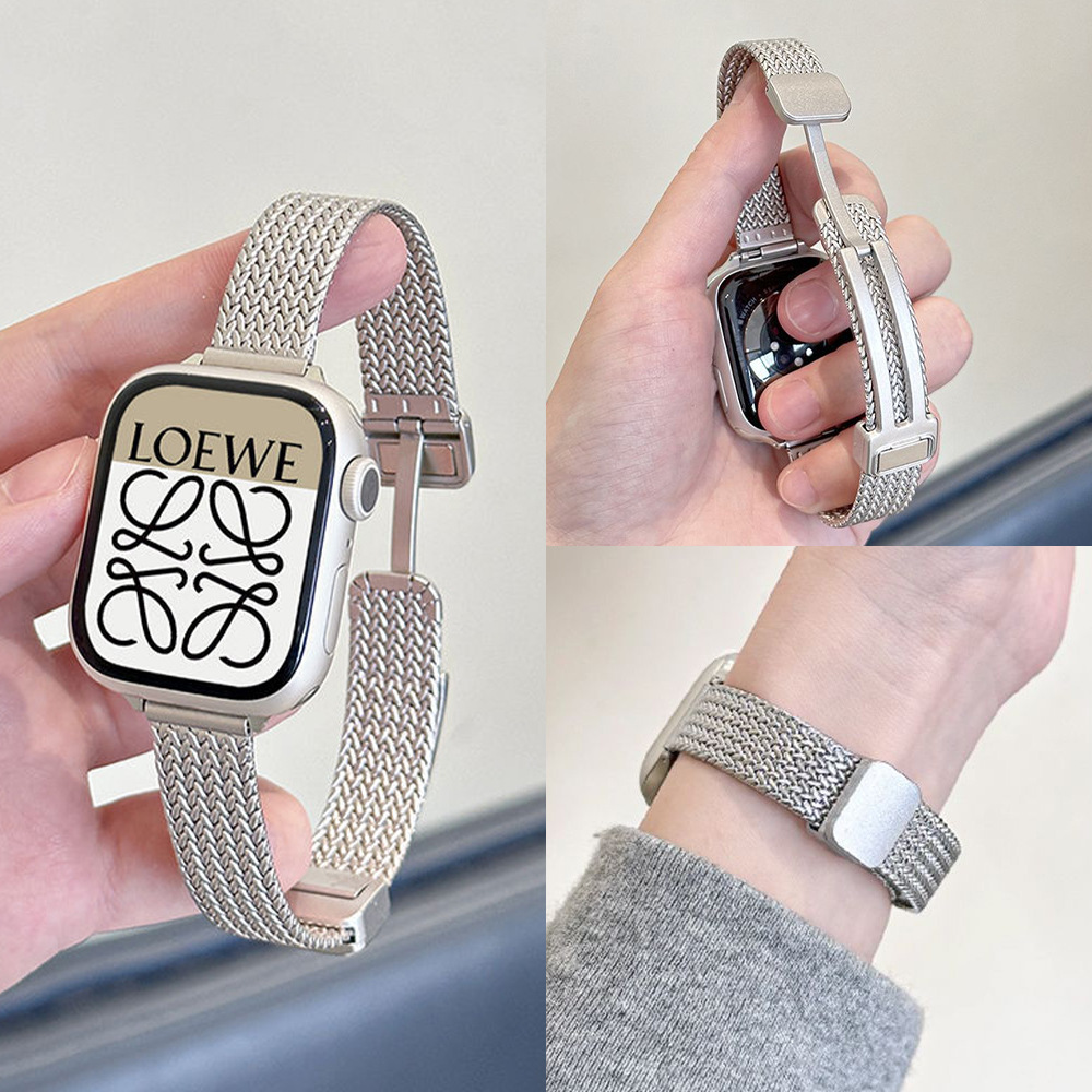 Suitable for Apple iWatch Watch Strap S11 Huawei Ultra Women's Model Gt5 Metal Wheat Spike Magnetic Small Waist S10