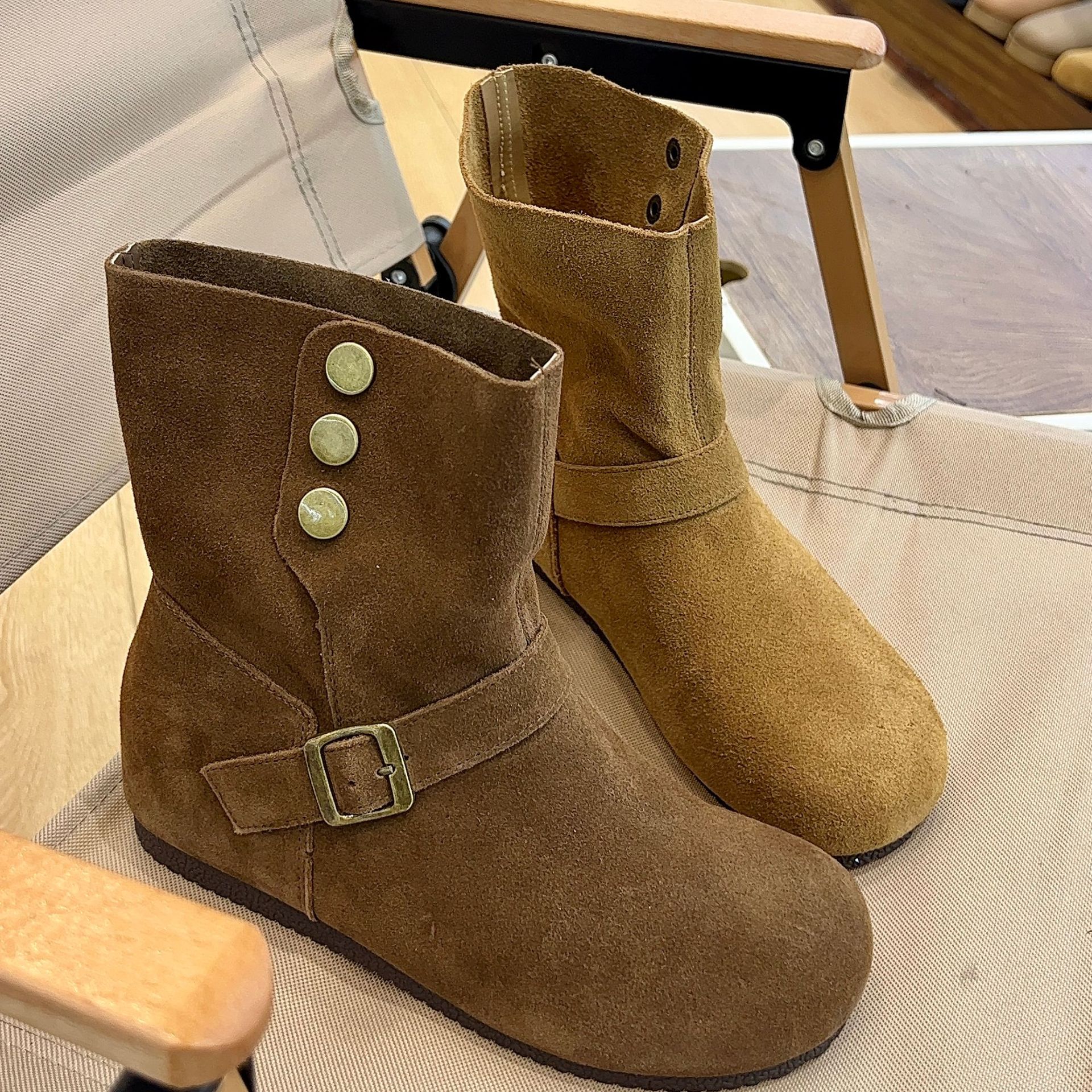 2025 Autumn New 915-21 Retro Two-Wear Martin Boots Women's Easiest for Match Genuine Leather Short Boots Fashionable and Plaid Women's Boots