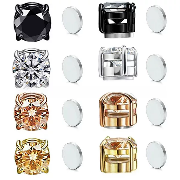 Factory direct no ear hole fake earrings men and women zircon earrings Amazon explosions zircon magnet ear clip earrings