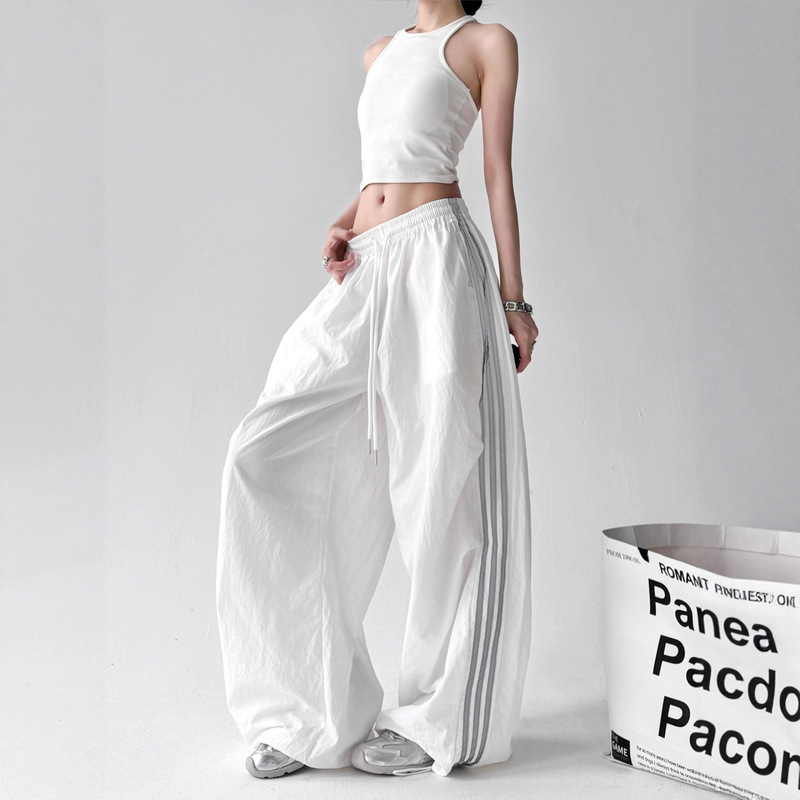 2026 Spring and Autumn New American Style Workwear Casual Pants for Women, Retro Three-Stripe Sports Straight-Leg Jazz Dance Long Pants 2026 Spring and Autumn New American Style Workwear Casual Pants for Women, Retro Three-Stripe Sports Straight-Leg Jazz Dance Long Pants