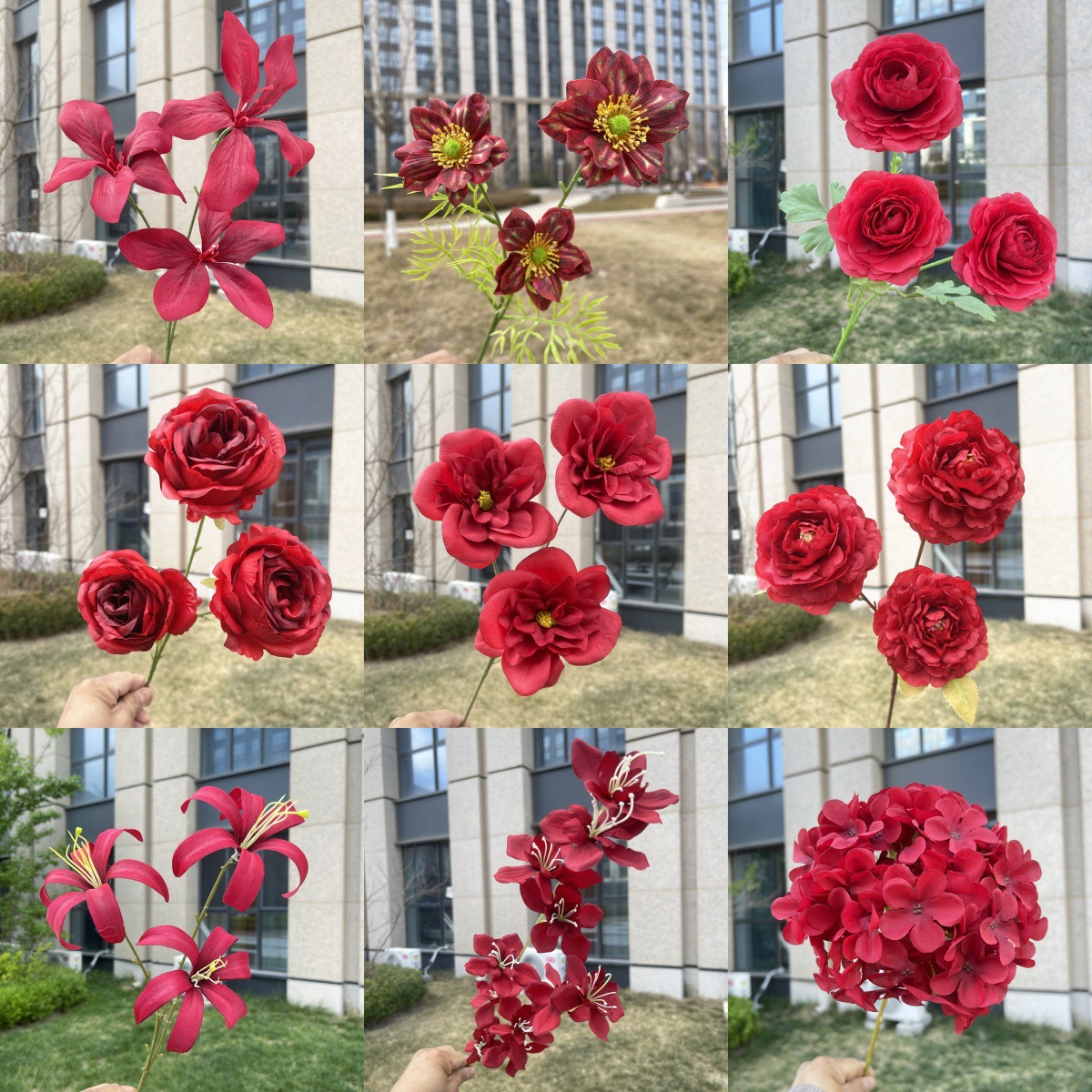 Huaxi Valley 2025 nouveaux produits de printemps et d'été série rouge modèles économiques de mariage en gros de fleurs simulées de mariage