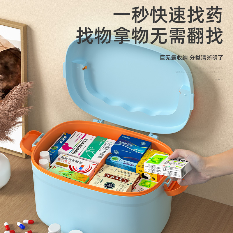 Caja de almacenamiento de medicamentos de gran capacidad Caja de primeros auxilios Caja médica doméstica Caja médica de emergencia Caja de medicamentos multicapa de tamaño doméstico