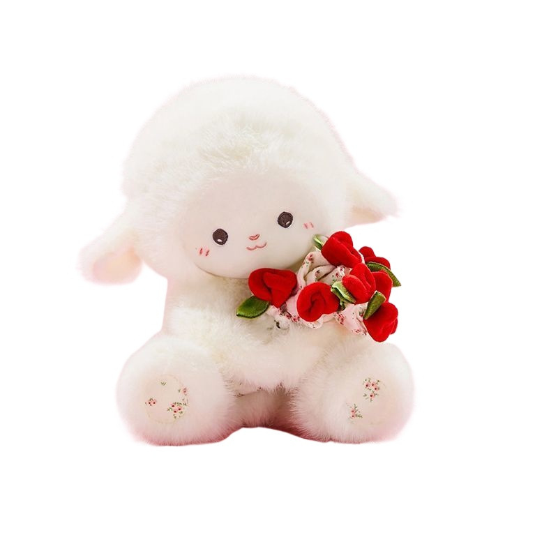 七夕礼物送女朋友玫瑰花小羊抱花毛绒玩偶公仔情人节生日礼物|undefined