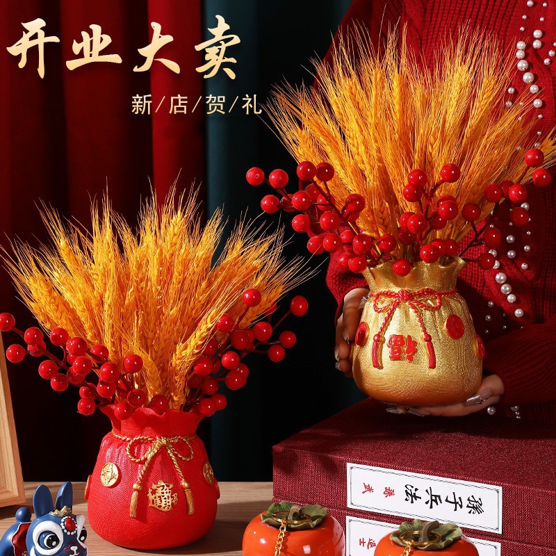 Oro trigo oído flor seca fortuna fruta bolsa de dinero salón decoración ramo apertura inauguración Nuevo Hogar regalo Año Nuevo