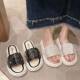 New summer 2023 fairy style women's shoes sweet all-match outer wear thick-soled lace Pearl slip-on sandals