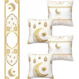 跨境新款抱枕套不带芯家居客厅沙发靠枕套子单面印花月亮桌旗横幅