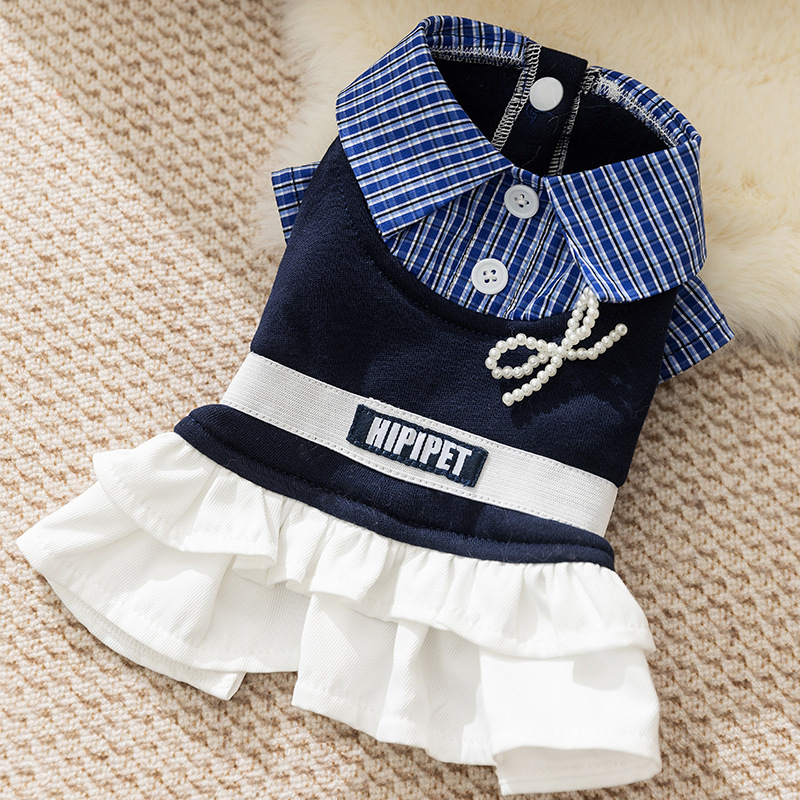 Nuevo Vestido Camisero con Cuello Marinero a Cuadros para Otoño e Invierno, Ropa para Mascotas, Gatos, Perros, Perros Pequeños y Medianos image 7