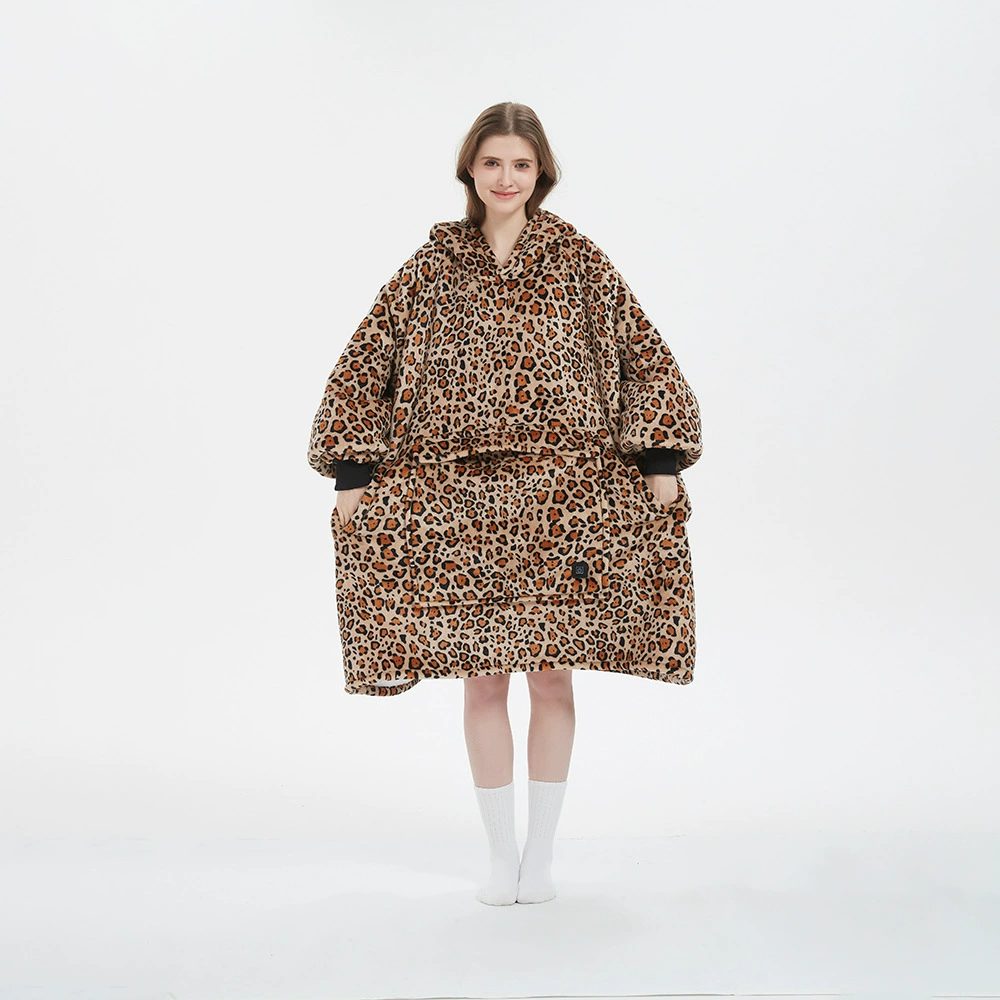  usb heated hooded wearable blanket, 3-zone heating, thickened large size, 5v 2a