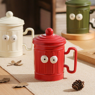 Mug with Lid Large Capacity Funny Ceramic Water Cup High Color Value Strange Cup Accompanying Gift for Girls