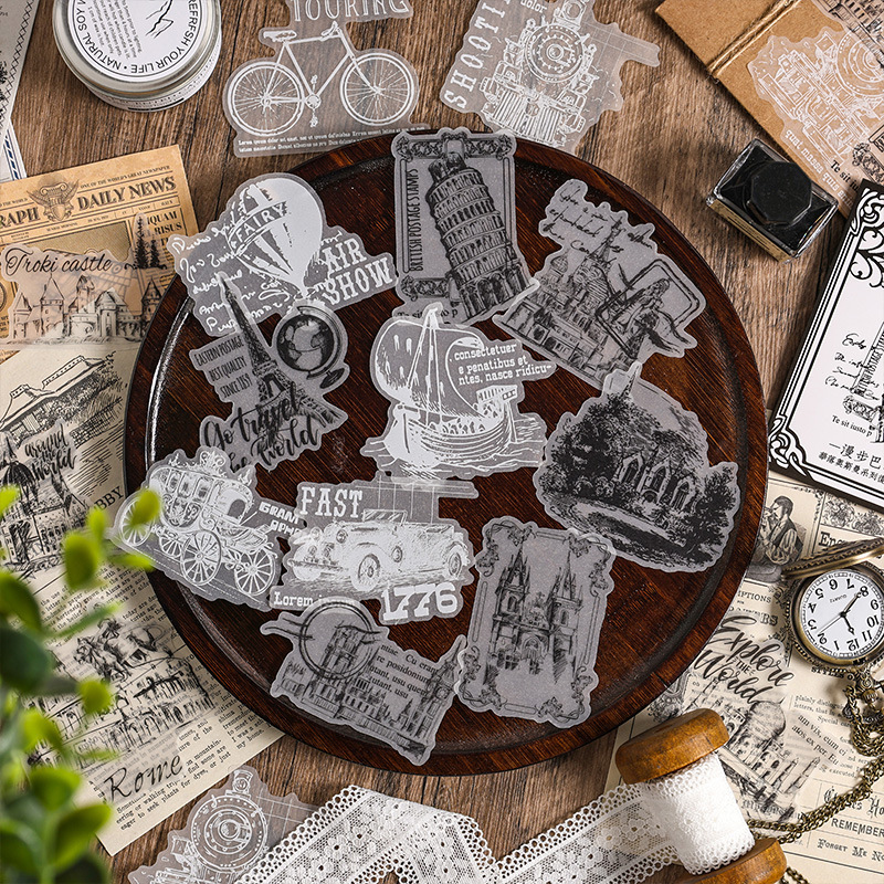 Hualuo papel de sulfato otomano cuentas de mano pegatinas impermeables bolsas diy retro cuentas de mano materiales decorativos pegatinas de papelería para niños