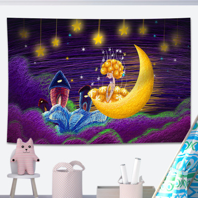 Northern Europe ins live broadcast shot Tapestries bedroom Upholstery Room Bedside Tapestry Valance Background cloth