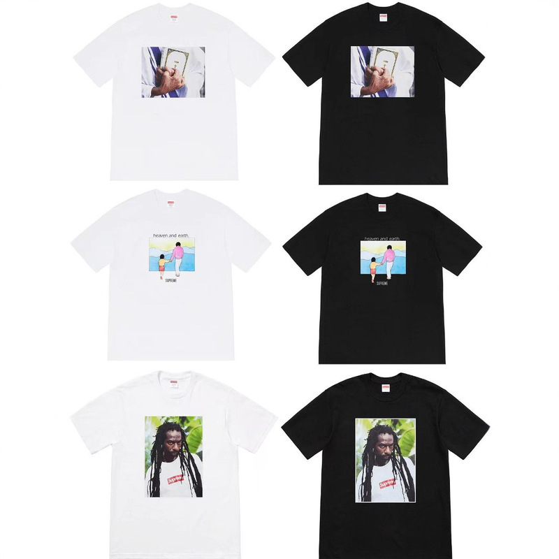 Dropshipping New American Street Fashion Brand Classic Printed Unisex Loose Versatile Letter T-Shirt in Black