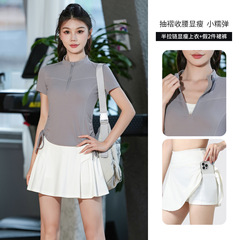 半拉链健身服女晨跑夏季款速干跑步跳操训练服专业透气瑜伽服套装