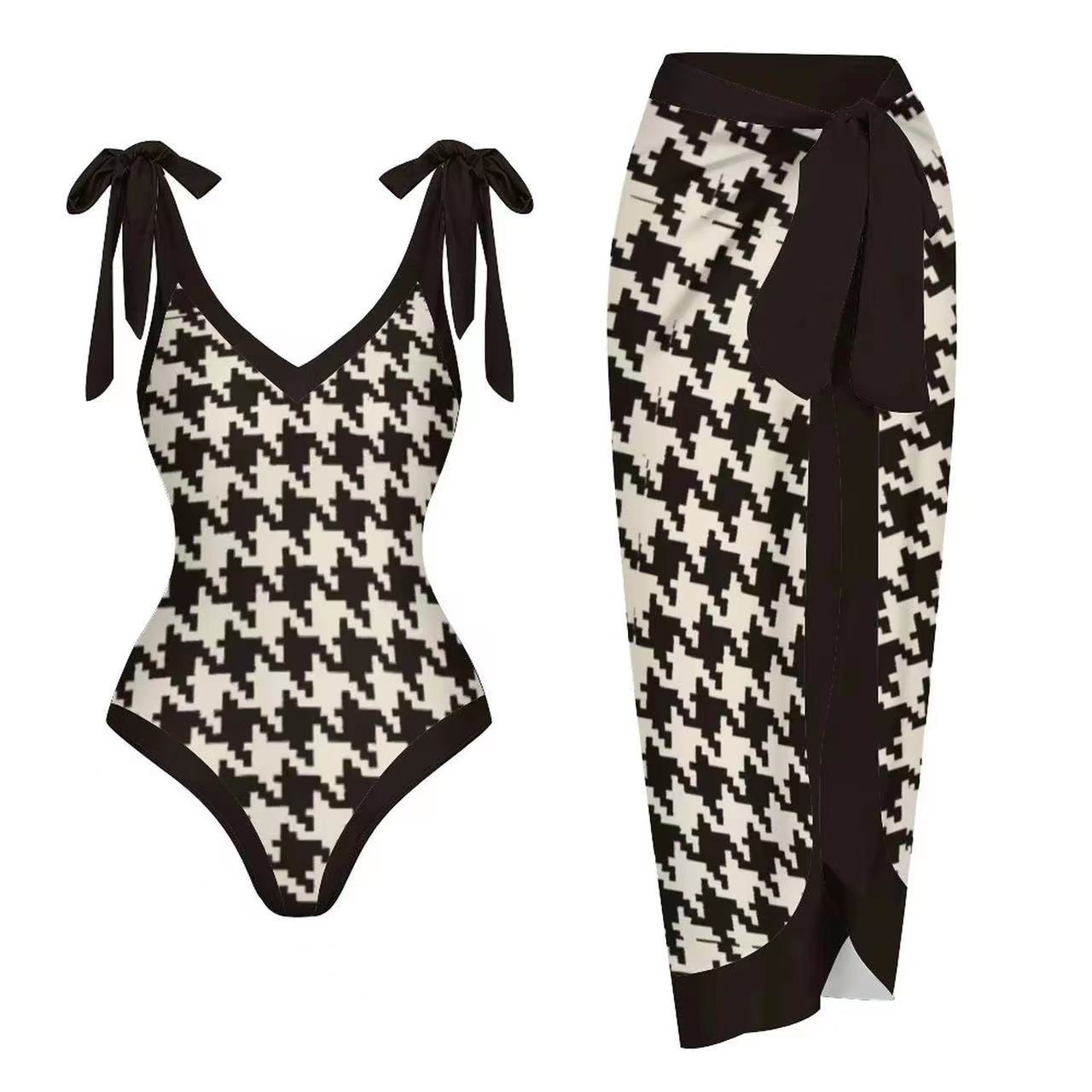210g Weight Sleeveless Sleeve Length Nylon, Polyester Fabric Type Regular Top Length One-pieces Tops Type 2 Pieces Set Quantity Swimming Pool Occasion V Neck Neckline Slim Fit Type Printing, Solid Color Pattern Women's Gender Classic Style Style Women's Classic Style Printing Solid Color 2 Pieces Set One Piece Swimwear 15