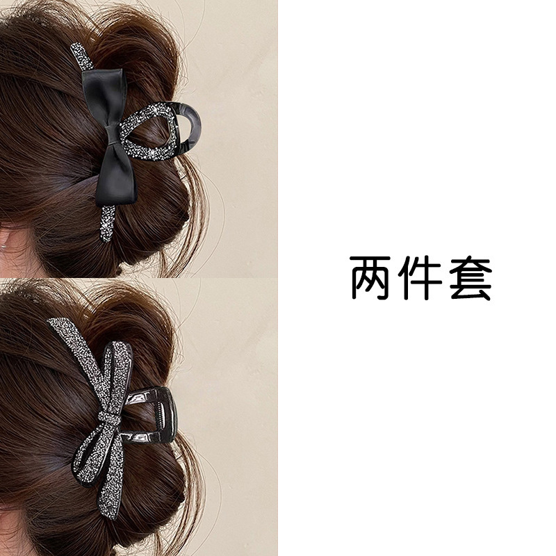 黑色水钻蝴蝶结抓夹女2025新款高级感气质大号后脑勺盘发发夹发卡|undefined