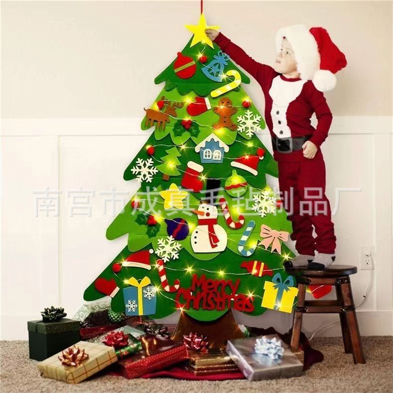 クロスボーダー現物フェルトクリスマスツリー子供手作りステッチ立体ペンダントDIY益智クリスマス装飾木|undefined