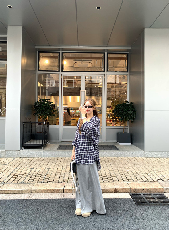 慵懒风套装复古格子长袖衬衫女2025秋季新款高腰垂感半身裙两件套|undefined