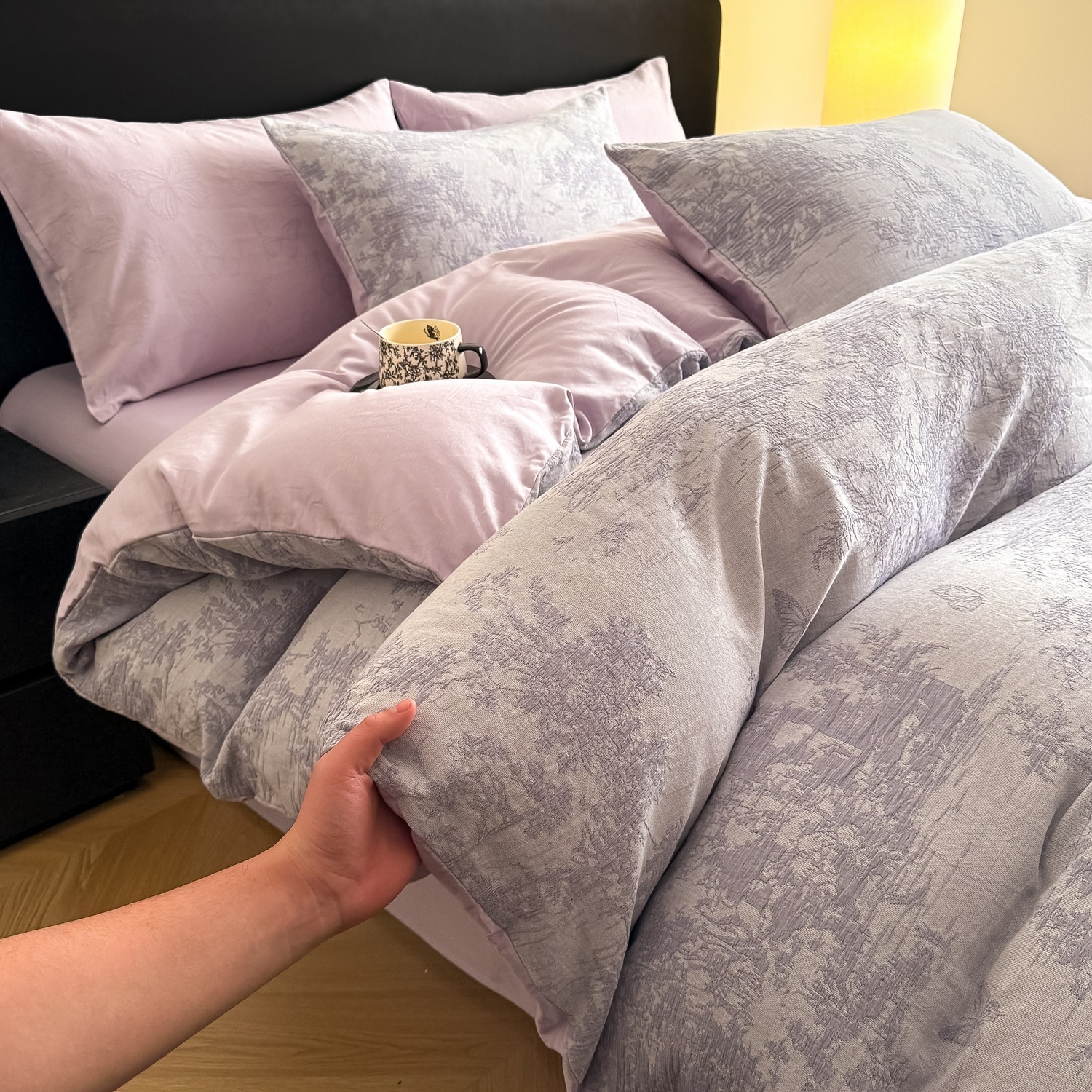 Jacquard grueso molido de algodón de tres capas de hilo de cuatro piezas de un conjunto de sábanas de algodón de clase A de tres piezas de ropa de cama de otoño y invierno 4